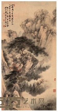 祁大夔 1948年作 秋山访友 立轴 97*49cm